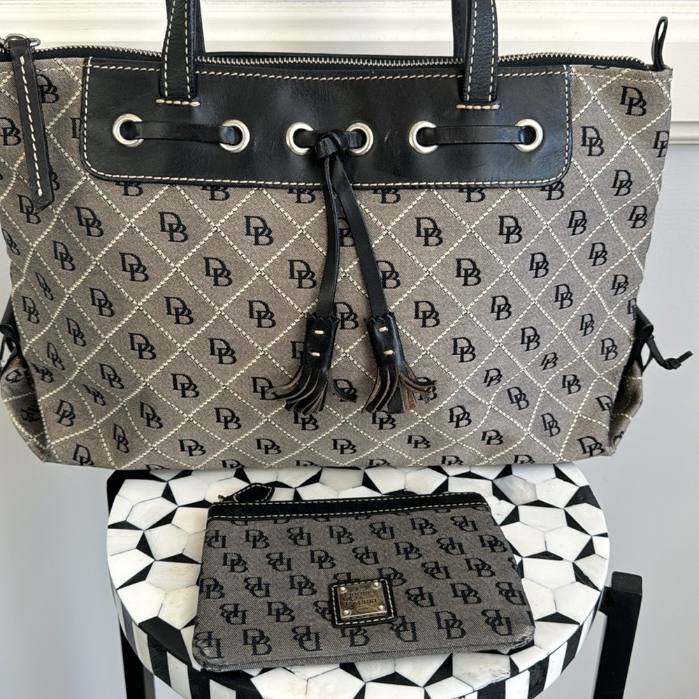Dooney & Bourke Monogram Shoulder Bag and Matching Monogram Mini Purse Set.